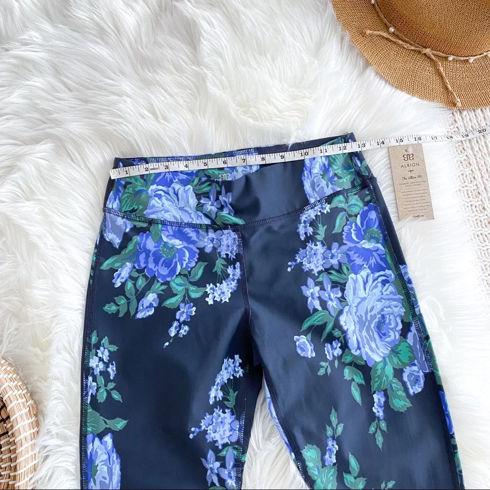 Albion Fit Antiqua Flora Leggings Blue Navy Green Full Length